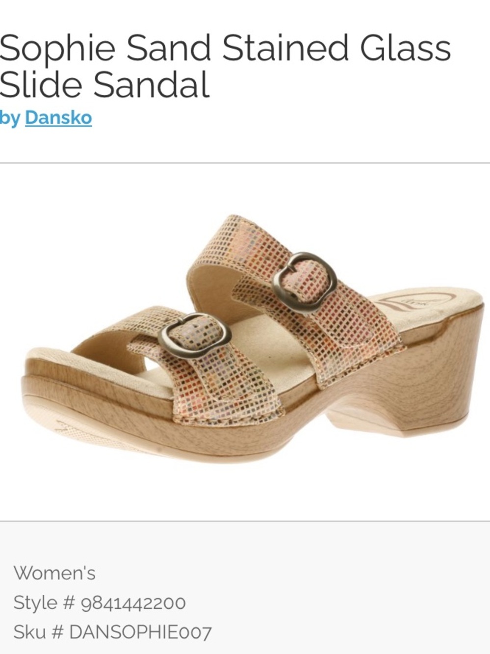 Dansko Sophie Sand Stained Glass Slide Sandal 8